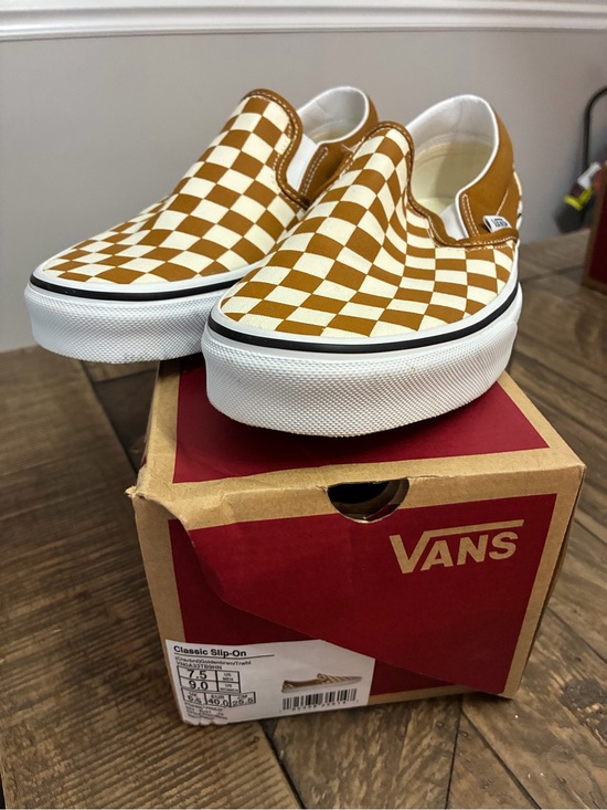 Vans Shoes - Vans Checkerboard Slip-On in Mustard and White